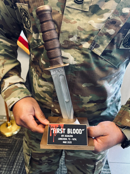 Custom Knife Trophy – 3D Printed Military Award for First Wins, Promotions, or Recognition Moments