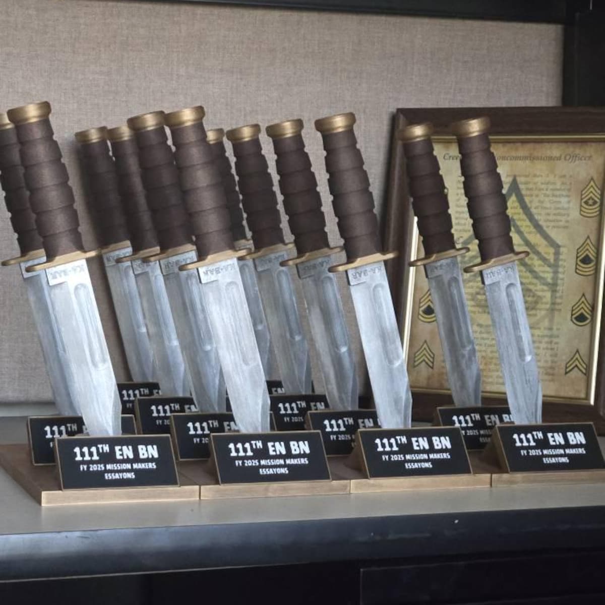 Custom Knife Trophy – 3D Printed Military Award for First Wins, Promotions, or Recognition Moments