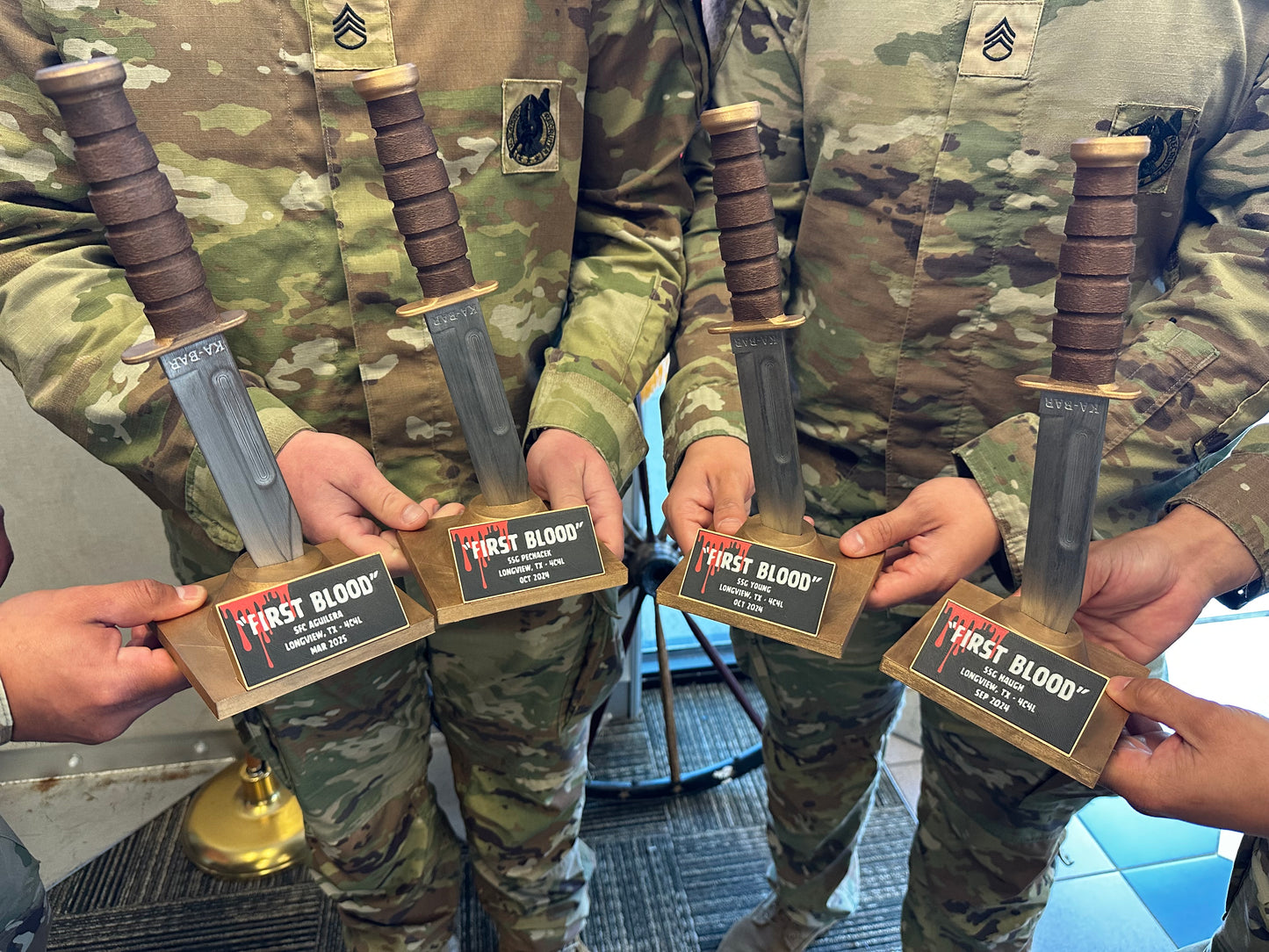Custom Knife Trophy – 3D Printed Military Award for First Wins, Promotions, or Recognition Moments